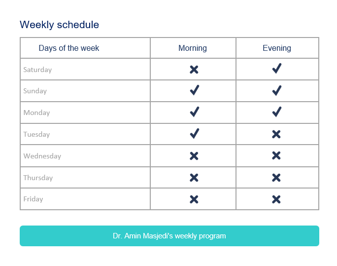 برنامه هفتگی Dr. Masjedi